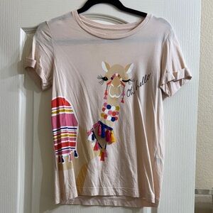 Kate Spade Pink Llama Graphic Tee